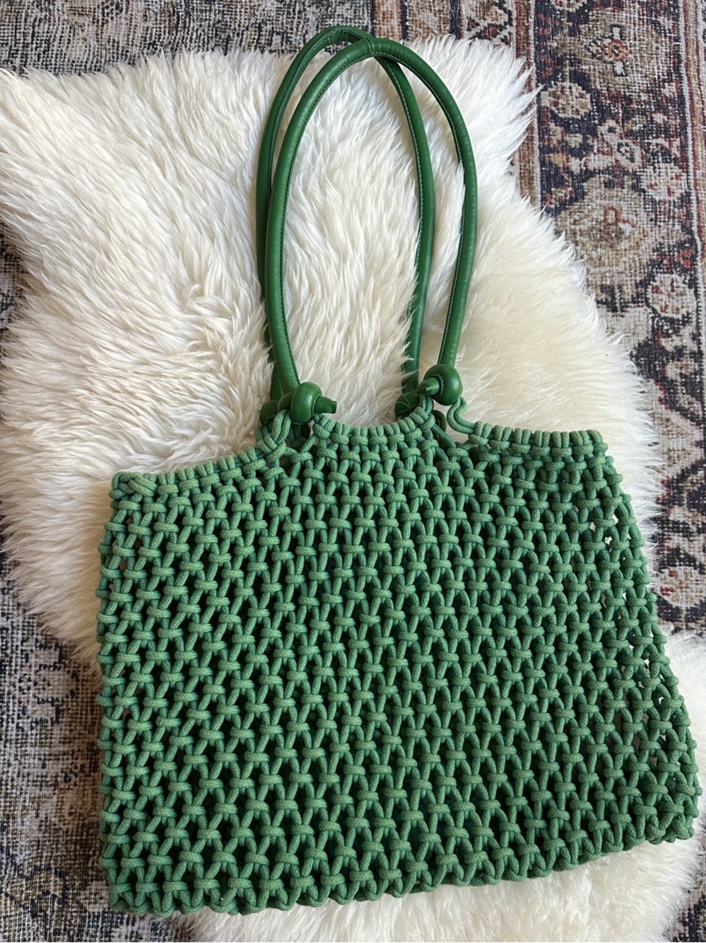 Clare V. Sandy - in sold out Green. Knotted Tote Bag with Leather Handles